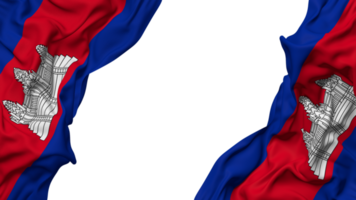 Cambodia Flag Cloth Wave Banner in the Corner with Bump and Plain Texture, Isolated, 3D Rendering png