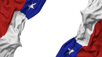 Chili drapeau tissu vague bannière dans le coin avec bosse et plaine texture, isolé, 3d le rendu png