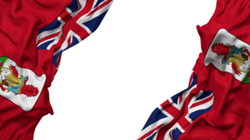 Bermuda Flag Cloth Wave Banner in the Corner with Bump and Plain Texture, Isolated, 3D Rendering png