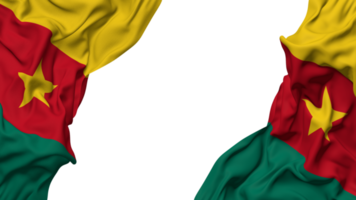 camerun bandiera stoffa onda bandiera nel il angolo con urto e pianura struttura, isolato, 3d interpretazione png