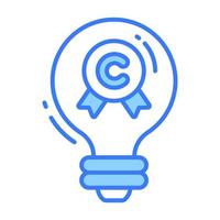 Idea bulb with copyright badge vector design of intellectual property