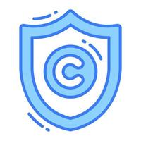 Shield with copyright sign, copyright protection vector in editable style