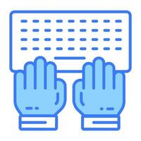 Hands on keyboard concept of typing vector, unique icon vector