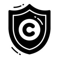 Shield with copyright sign, copyright protection vector in editable style