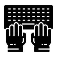 Hands on keyboard concept of typing vector, unique icon vector