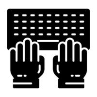 manos en teclado concepto de mecanografía vector, único icono vector