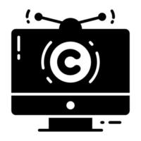 Monitor with copyright sign concept of broadcast copyright icon vector