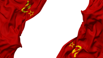 Soviet Union Flag Cloth Wave Banner in the Corner with Bump and Plain Texture, Isolated, 3D Rendering png