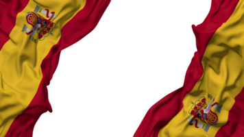 Spain Flag Cloth Wave Banner in the Corner with Bump and Plain Texture, Isolated, 3D Rendering png