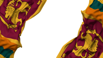 sri Lanka Flagge Stoff Welle Banner im das Ecke mit stoßen und einfach Textur, isoliert, 3d Rendern png