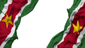 Suriname Flag Cloth Wave Banner in the Corner with Bump and Plain Texture, Isolated, 3D Rendering png