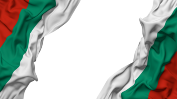 Bulgaria Flag Cloth Wave Banner in the Corner with Bump and Plain Texture, Isolated, 3D Rendering png