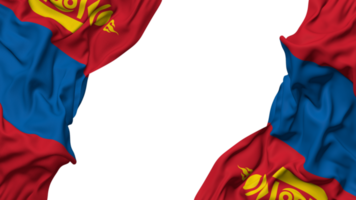 Mongolie drapeau tissu vague bannière dans le coin avec bosse et plaine texture, isolé, 3d le rendu png