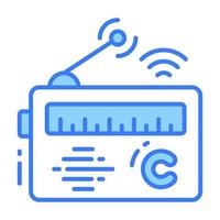 Radio with antenna and copyright mark concept of frequency copyright vector