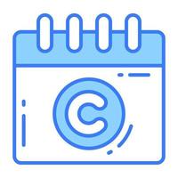 Calendar with copyright mark vector design, easy to use icon