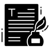 Inkpot and page vector design of content writing vector, easy to use icon