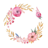 Watercolor floral wreath frame background. png