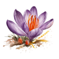 Saffron flower watercolor. png