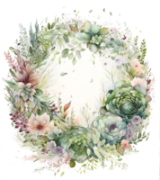 aquarelle floral couronne Cadre Contexte. png