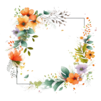 Watercolor floral wreath frame background. png