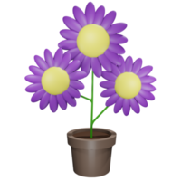 3D Flower Illustration with Low Poly Style png