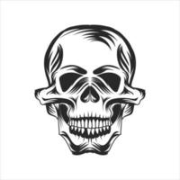 Human skull black and white vector design.