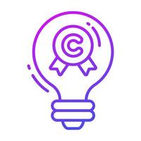 Idea bulb with copyright badge vector design of intellectual property