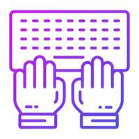 Hands on keyboard concept of typing vector, unique icon vector