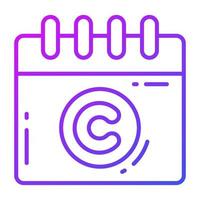 Calendar with copyright mark vector design, easy to use icon