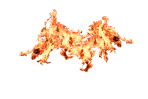 Translucent fire flames and sparks with horizontal repetition on transparent background. png