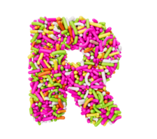 alfabeto r fez do colorida granulados carta r arco Iris granulados 3d ilustração png