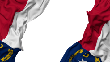 stat av norr Carolina flagga trasa Vinka baner i de hörn med stöta och enkel textur, isolerat, 3d tolkning png
