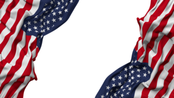 United States Flag Cloth Wave Banner in the Corner with Bump and Plain Texture, Isolated, 3D Rendering png