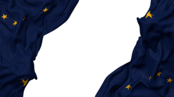 State of Alaska Flag Cloth Wave Banner in the Corner with Bump and Plain Texture, Isolated, 3D Rendering png