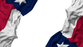 Estado do texas bandeira pano onda bandeira dentro a canto com colisão e avião textura, isolado, 3d Renderização png