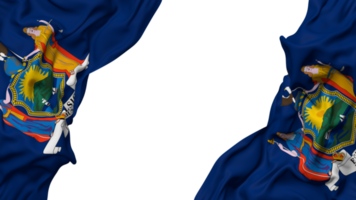 staat van nieuw york vlag kleding Golf banier in de hoek met buil en duidelijk textuur, geïsoleerd, 3d renderen png