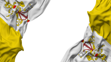 Vaticano città bandiera stoffa onda bandiera nel il angolo con urto e pianura struttura, isolato, 3d interpretazione png