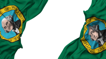 State of Washington Flag Cloth Wave Banner in the Corner with Bump and Plain Texture, Isolated, 3D Rendering png