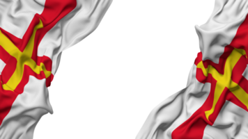 Guernsey Flag Cloth Wave Banner in the Corner with Bump and Plain Texture, Isolated, 3D Rendering png