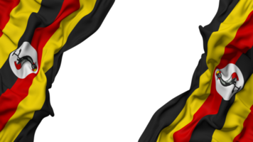 Uganda bandera paño ola bandera en el esquina con bache y llanura textura, aislado, 3d representación png