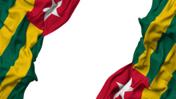 Togo Flag Cloth Wave Banner in the Corner with Bump and Plain Texture, Isolated, 3D Rendering png