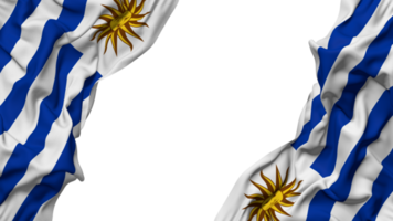 Uruguay Flag Cloth Wave Banner in the Corner with Bump and Plain Texture, Isolated, 3D Rendering png