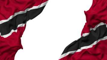trinidad e tobago bandiera stoffa onda bandiera nel il angolo con urto e pianura struttura, isolato, 3d interpretazione png