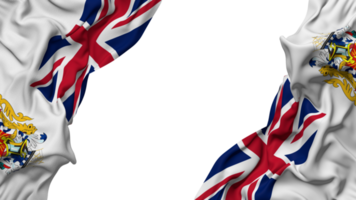 Britannico antartico territorio bandiera stoffa onda bandiera nel il angolo con urto e pianura struttura, isolato, 3d interpretazione png