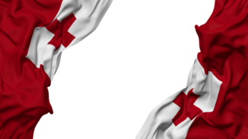 Tonga Flag Cloth Wave Banner in the Corner with Bump and Plain Texture, Isolated, 3D Rendering png