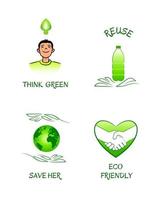 Ecology hand drawn symbolic sketches with slogans vector