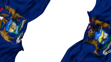 State of Michigan Flag Cloth Wave Banner in the Corner with Bump and Plain Texture, Isolated, 3D Rendering png
