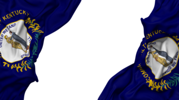 State of Kentucky Flag Cloth Wave Banner in the Corner with Bump and Plain Texture, Isolated, 3D Rendering png