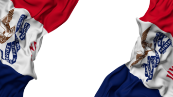State of Iowa Flag Cloth Wave Banner in the Corner with Bump and Plain Texture, Isolated, 3D Rendering png