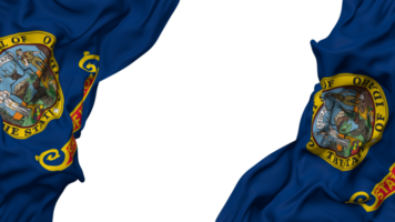 State of Idaho Flag Cloth Wave Banner in the Corner with Bump and Plain Texture, Isolated, 3D Rendering png